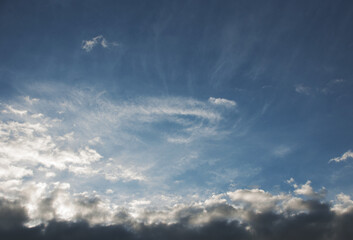 Fototapeta na wymiar View on clouds in sunset sky