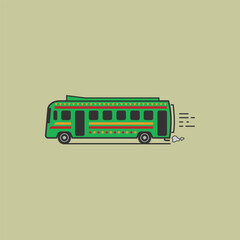 Pakistani old bus with art retro vintage bus in India and Pakistan flat icon 90s 80s bus vector
