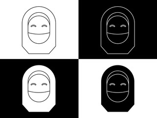 Art illustration design icon logo with silhouette concept symbol of women headscarf