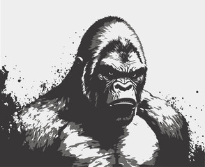 Vector art illustrations of an angry gorilla face