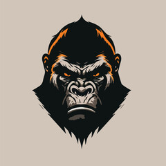 Vector art illustrations of an angry gorilla face