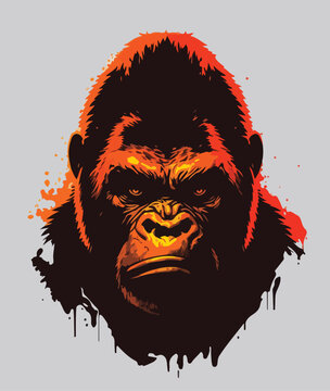 Vector art illustrations of an angry gorilla face