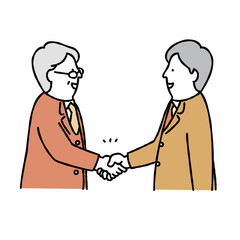 握手をするビジネスマン　交渉成立　上半身　イエロー