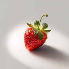 a small strawberry, on a white studio background