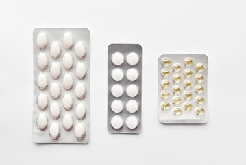 Packing blister with pills medicines vitamins antibiotics