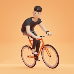 Naklejka premium 3D Man Bicycle Exercise Workput Transport Person Activity