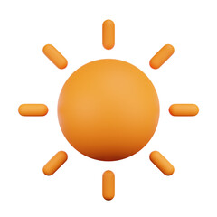 3D Sun Weather Icon Summer Sunlight Sunny Forecast