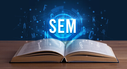 Technology abbreviation coming out from an open book