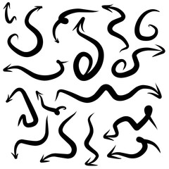 Hand drawn arrows vector icon set. arrow design sketch for business and education plan.