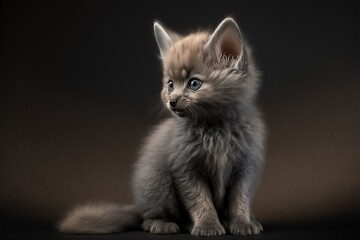 Putzige kleine Baby Katze mit flaumigem Fell, ai generativ