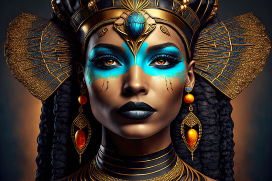 Egyptian Mythologys Goddess of Love. Generative AI, non-existent person.	