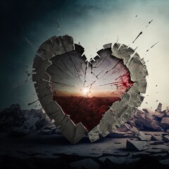 A shattered broken heart
