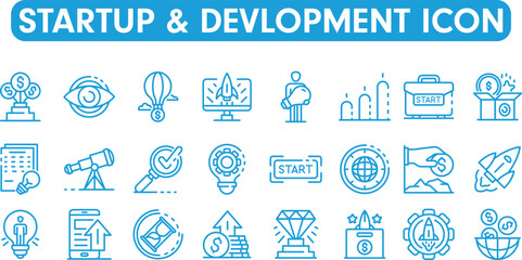 Startup and Devlopment line icons and simple Vector set for website and mobile apps.