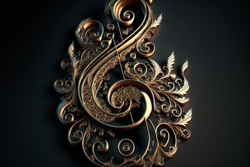 Kunstvolles modernes Element in Gold als Note abstrakt als Hintergrund Poster, ai generativ