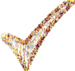 Triangular multicolored symbol "Okey". Isolated on white background