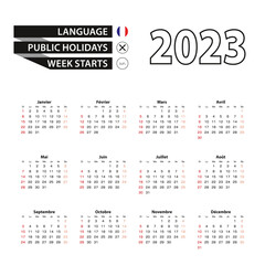 2023 calendar in French language, week starts from Sunday.
