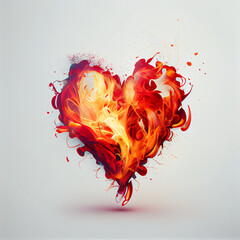 cœur rouge en flamme