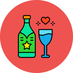 Champagne Multicolor Circle Filled Line Icon