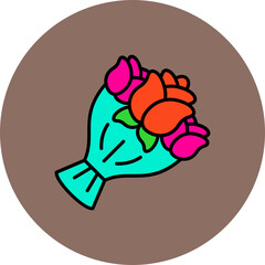 Bouquet Multicolor Circle Filled Line Icon