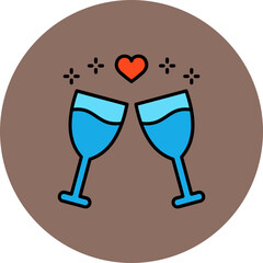 Toast Multicolor Circle Filled Line Icon