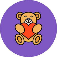 Bear Multicolor Circle Filled Line Icon