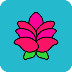 Lotus Multicolor Round Corner Filled Line Icon