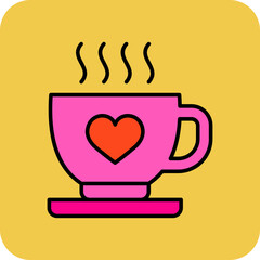 Coffee Multicolor Round Corner Filled Line Icon