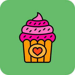 Cupcake Multicolor Round Corner Filled Line Icon