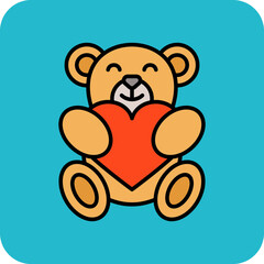 Obraz premium Bear Multicolor Round Corner Filled Line Icon