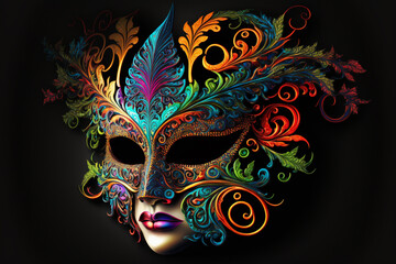 Colorful carnival mask. Generative ai