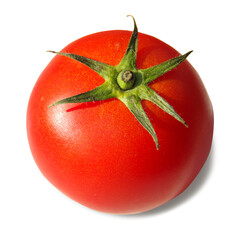 Red ripe tomato isolated on white background.