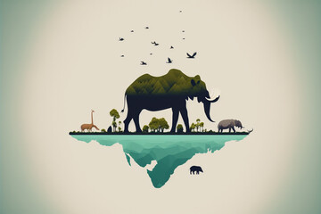 Earth Day or World Wildlife Day concept. Save our planet, protect green nature. Generative ai.