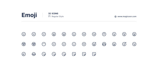 Emoji UI Icons Pack Line Style