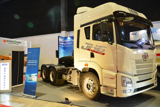 Faw Jh6 semi trailer truck at Philconstruct in Pasay, Philippines