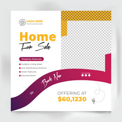 Real estate House Sale Social media post web square banner design template