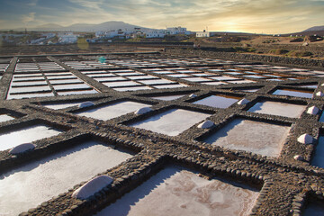 Traditional methods of sea salt production. Salt Museum, Salinas del Carmen, Fuerteventura, Canary Islands, Spain