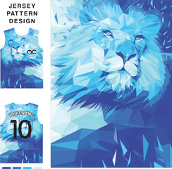 Blue lion concept vector jersey pattern template for printing or sublimation sports uniforms football volleyball basketball e-sports cycling and fishing Free Vector.