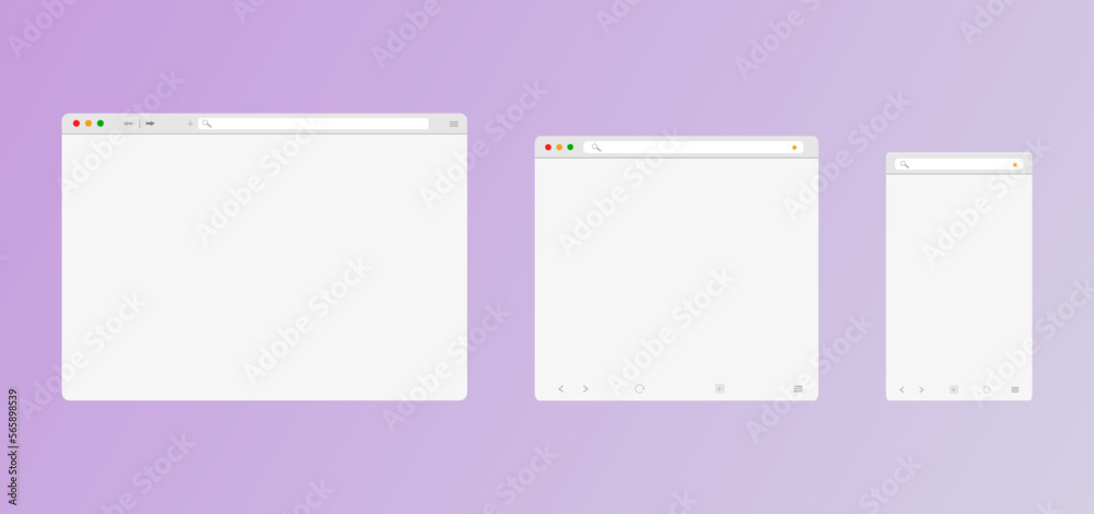 Poster browser mockup for computer, tablet and smartphone. design website design in a flat layout. stock ve