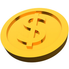 3d dollar coin icon, for UI, poster, banner, social media post. 3D rendering