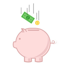 piggy bank, coin and money investment icon flat design