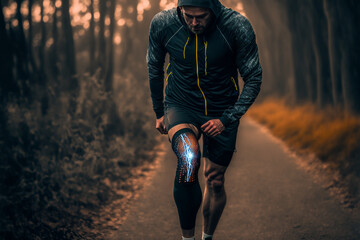 knee pain from running, Generative AI - obrazy, fototapety, plakaty