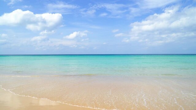 Phuket Thailand on January 2023. Beautiful tropical beach sea wipeout tourist blue ocean sea blue sky background