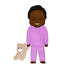 Girl in pajamas with stuffed toy 03