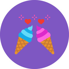 Ice Cream Multicolor Circle Flat Icon