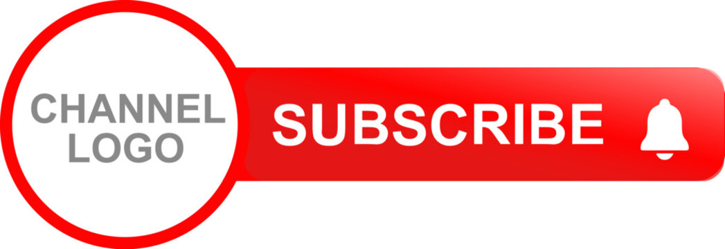 Subscribe button with bell icon for Youtube channel. red subscribe icon vector illustration