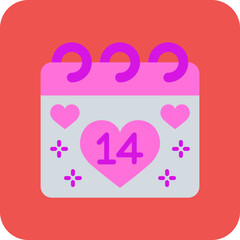 Valentines Day Multicolor Round Corner Flat Icon