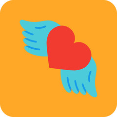 Wings Multicolor Round Corner Flat Icon
