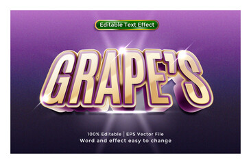 Grape text, 3D style Editable Text Effect