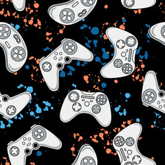 Vector Gamer Seamless Pattern. Game controller vector seamless pattern. Video game seamless repeat pattern. © cddesign.co