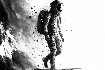 Astronaut black and white background - Black and white  series - Astronaut background wallpaper created with Generative AI technology